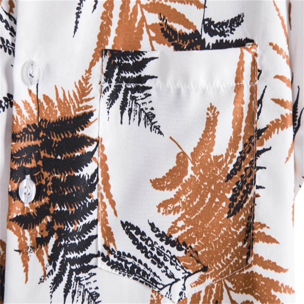Men's Hawaiian Shirts Fashion Casual Button Print Tops Beach Short Sleeve Quick Dry Blouse M-3XL