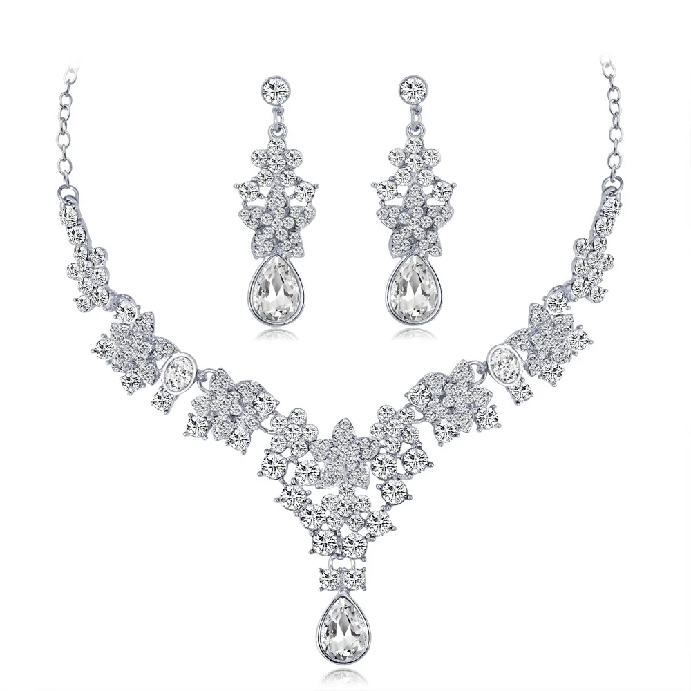 

Fashion Multicolor Crystal Bridal Necklace Set Weddings Party Casual Jewelry Set Gifts