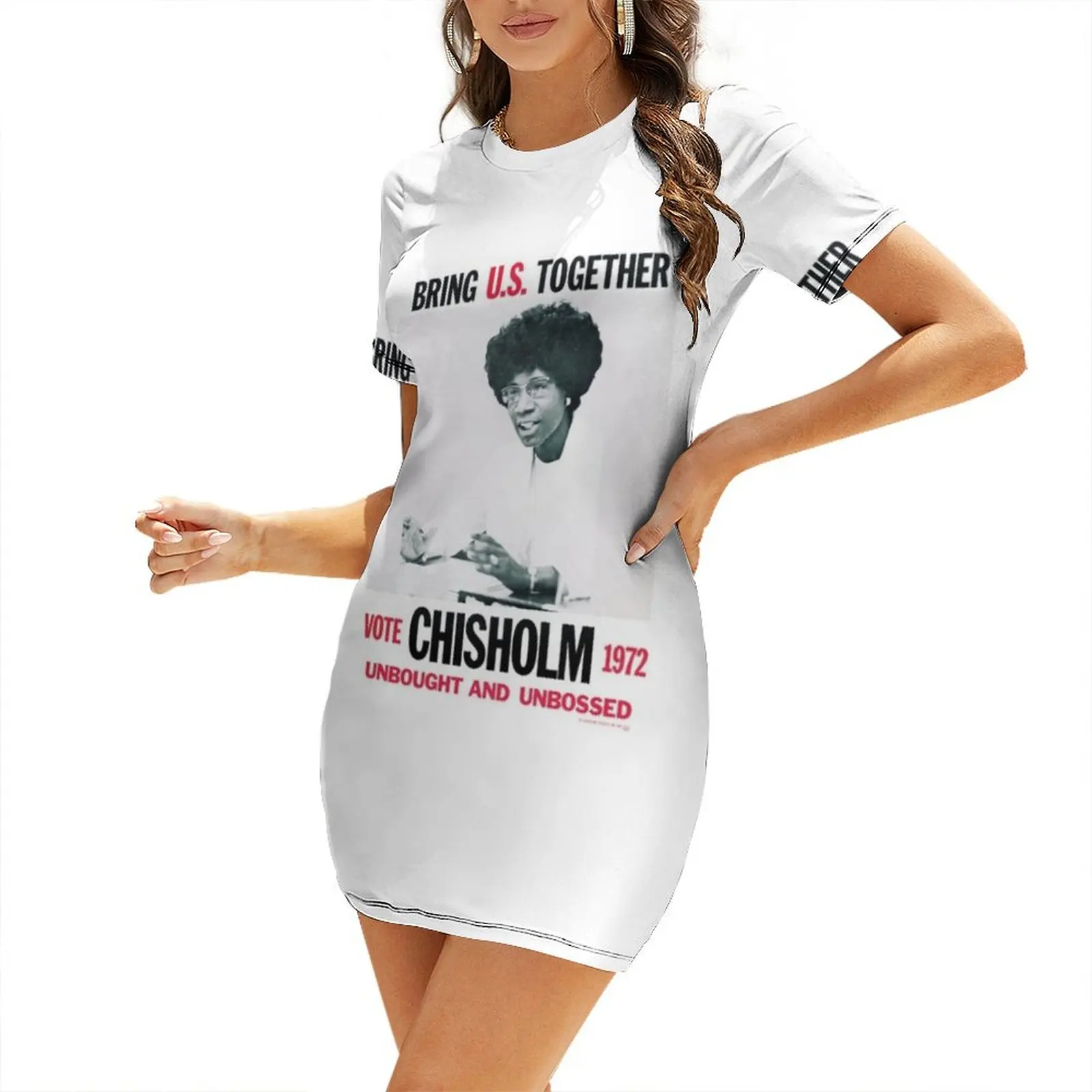 Фото Платье с короткими рукавами Shirley Chisholm for President, вечерние платья, женские коктейльные платья, одежда для женщин №1