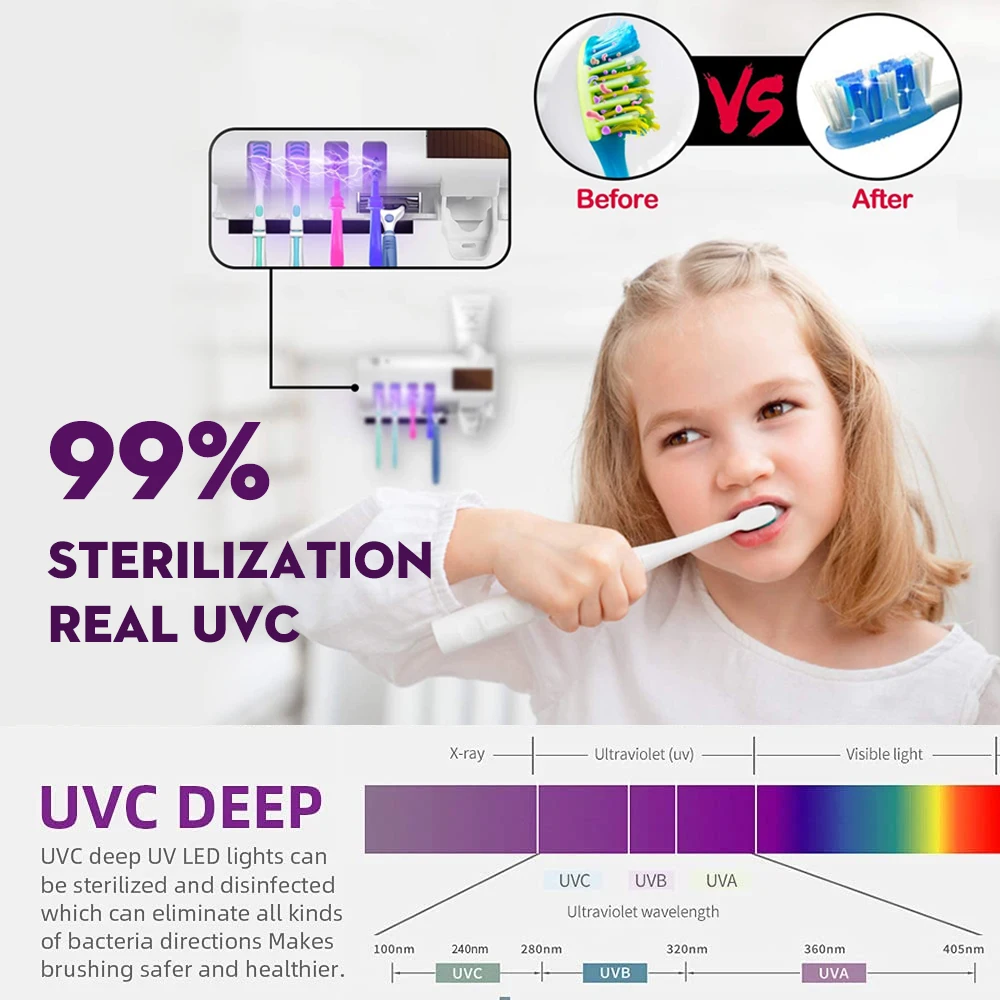 Держатель для зубной щетки SDARISB на солнечной энергии двухслойный стерилизатор