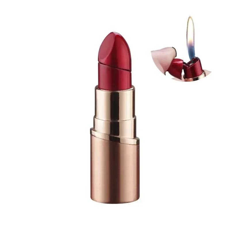 Новинка симпатичная Зажигалка в форме помады Бутановая с открытым огнем без газа