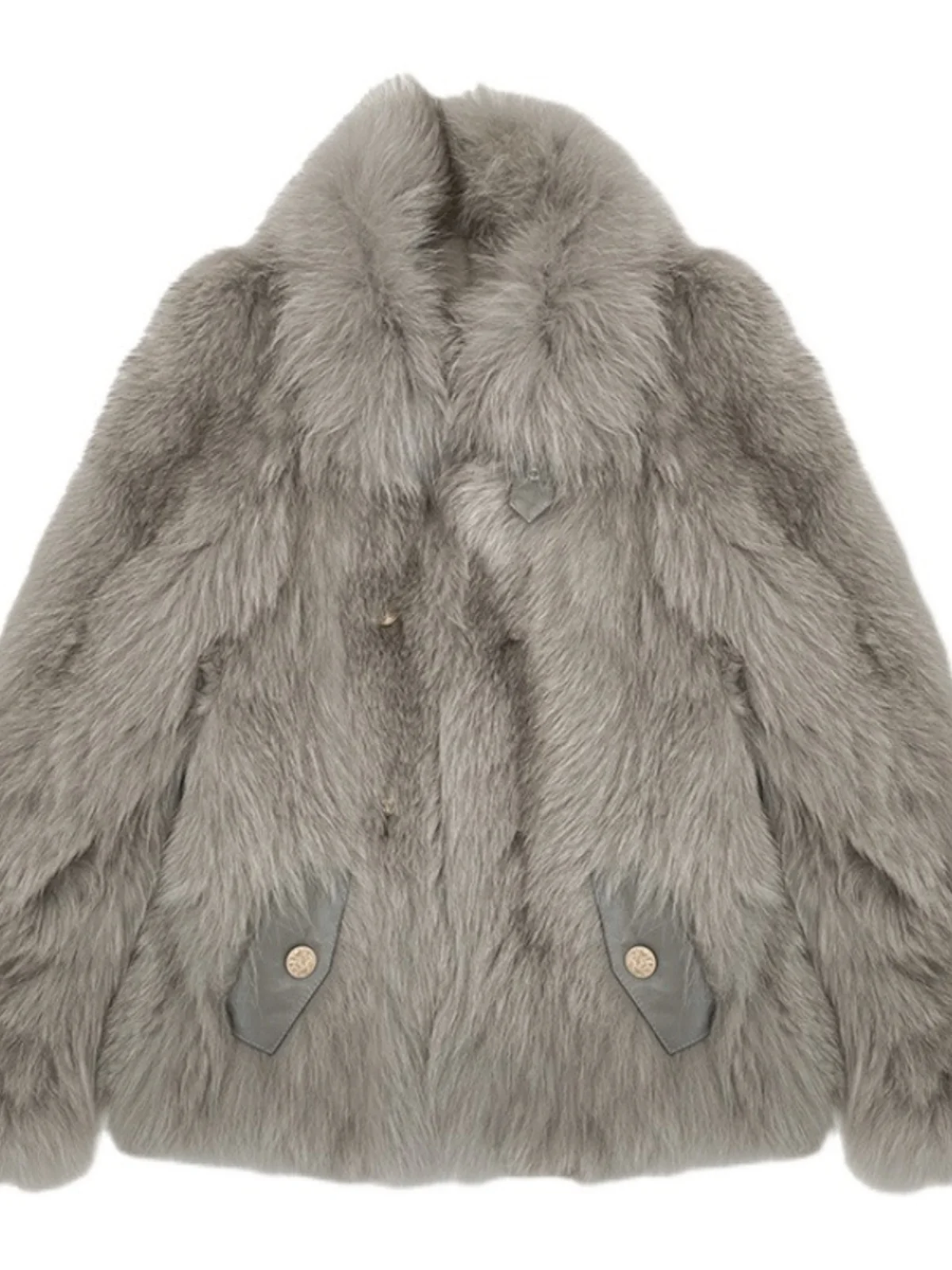 Верхняя одежда из лисьего меха для женщин 2024 зимняя новая мода популярное