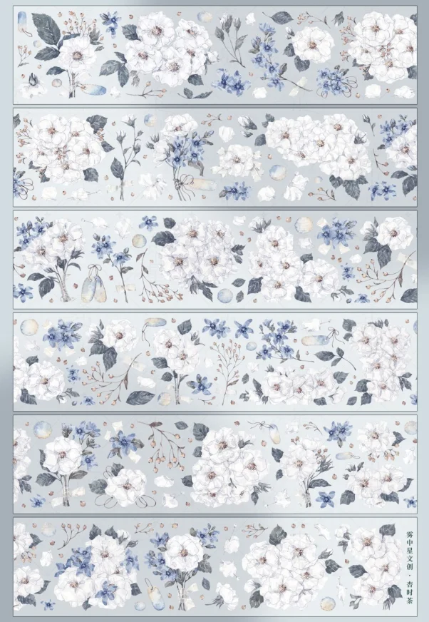 

Apricot Camellia Flower Silvery Laser Shiny Pet Tape Floral Journal