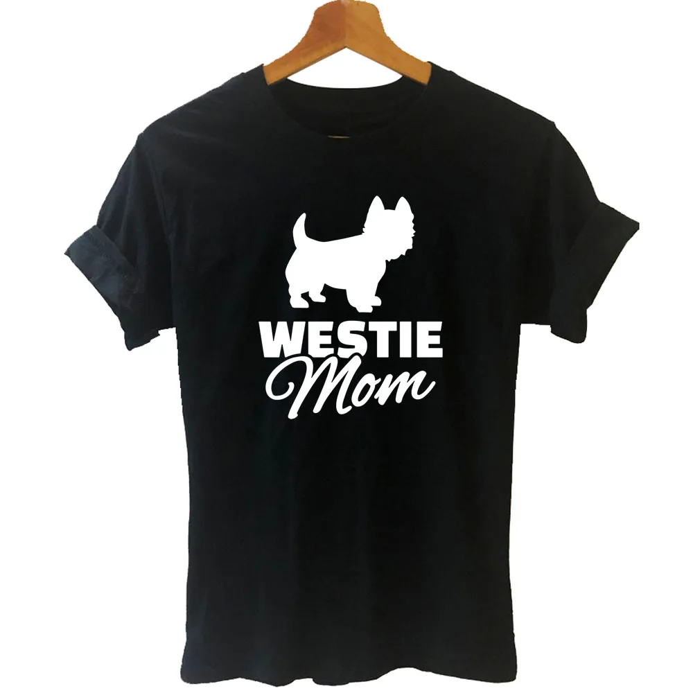 

Westie Mom Print Graphic Women Tshirts Cotton Casual Funny T Shirt for Lady Yong Girl Top Tee Black White