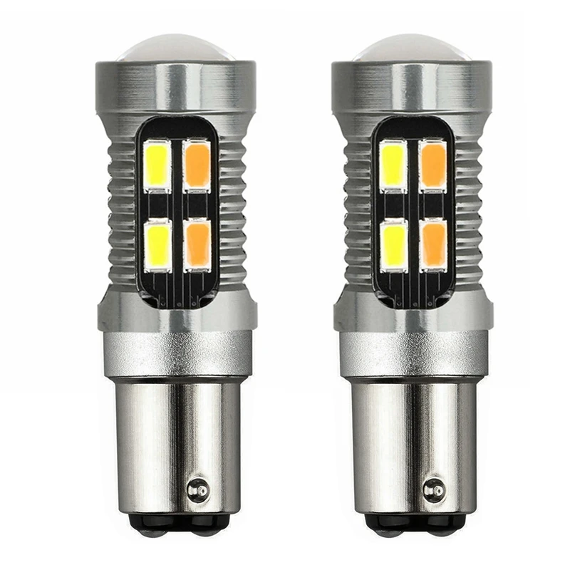 

2X LED Light Dual Color Bulb 5630 20SMD Canbus Car Brake Reverse Lamp Turn Signal White Amber