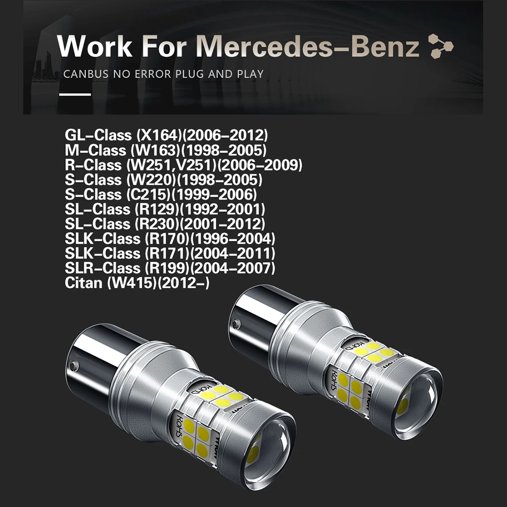 2x светодиодные фонари заднего хода P21W BA15S Canbus для Mercedes Benz X164 M W163 R W251 V251 S W220 C215 R129 R230