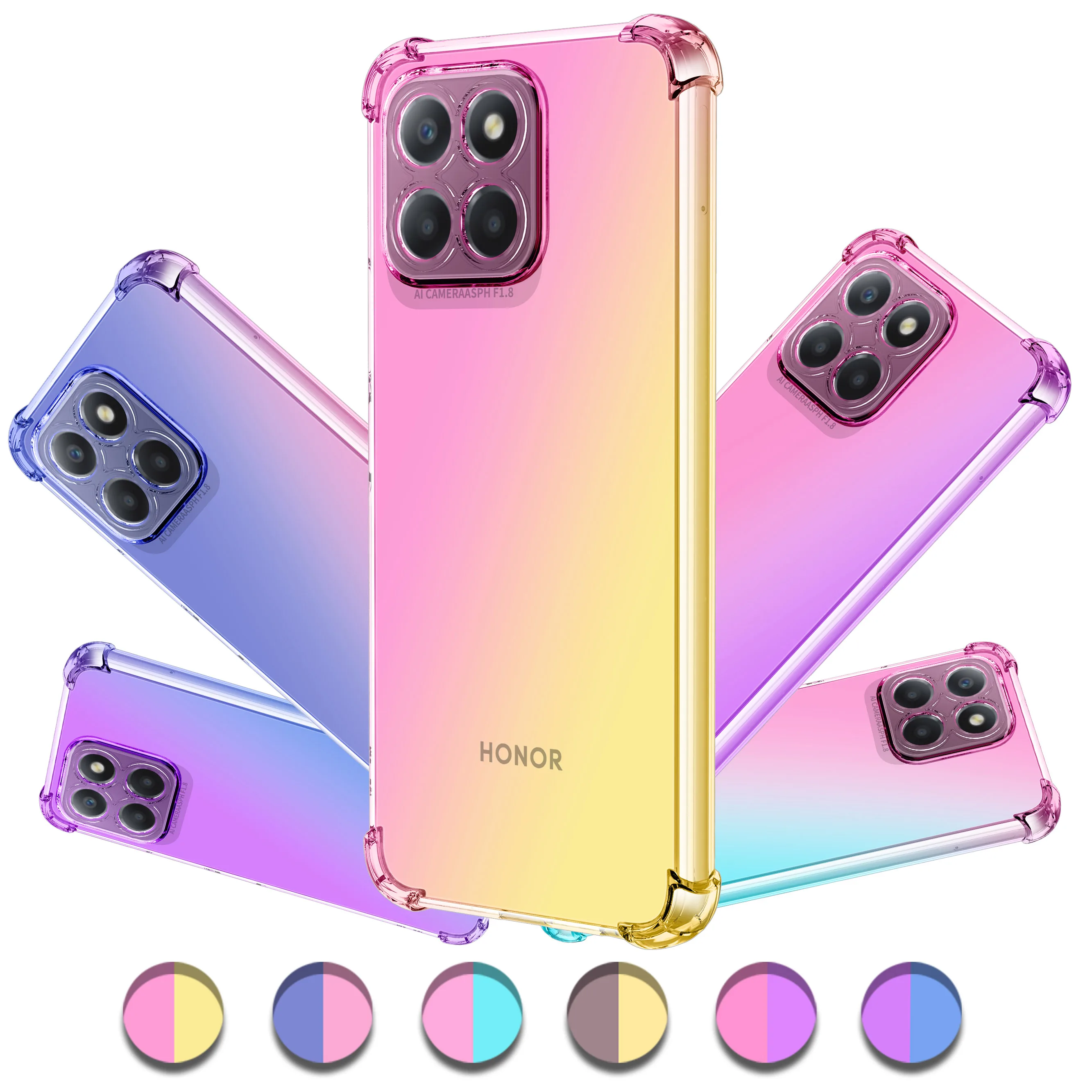

Luxury Phone Case for Honor X8 8A 8S 2020 8X 5G X7 7A X6 10 Lite 10X Lite 10i x10 9S 9C 9A 9X Lite 9X Pro X9 Gradient TPU Cover