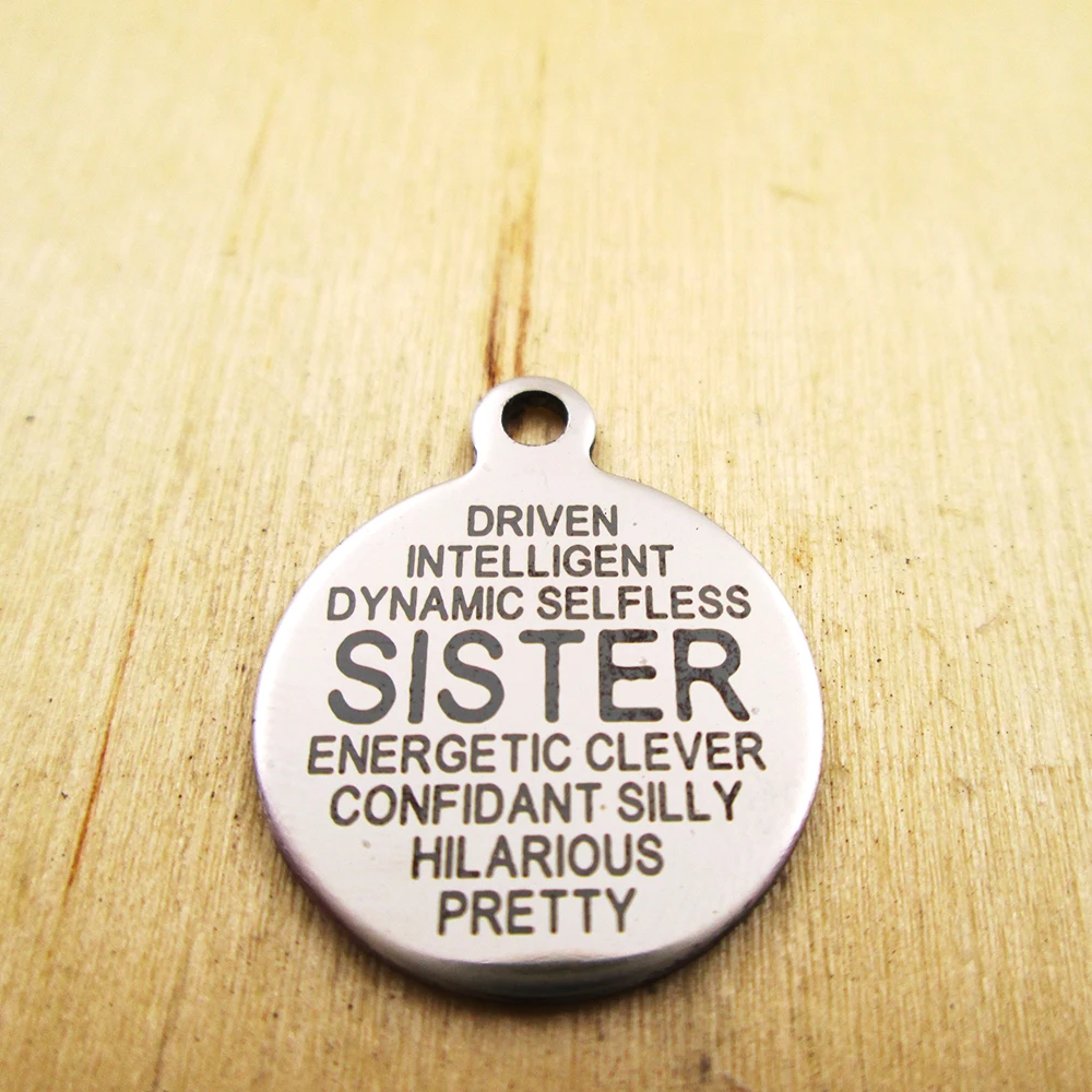 20 шт.-SISTER подвески из нержавеющей стали с лазерной гравировкой индивидуальные