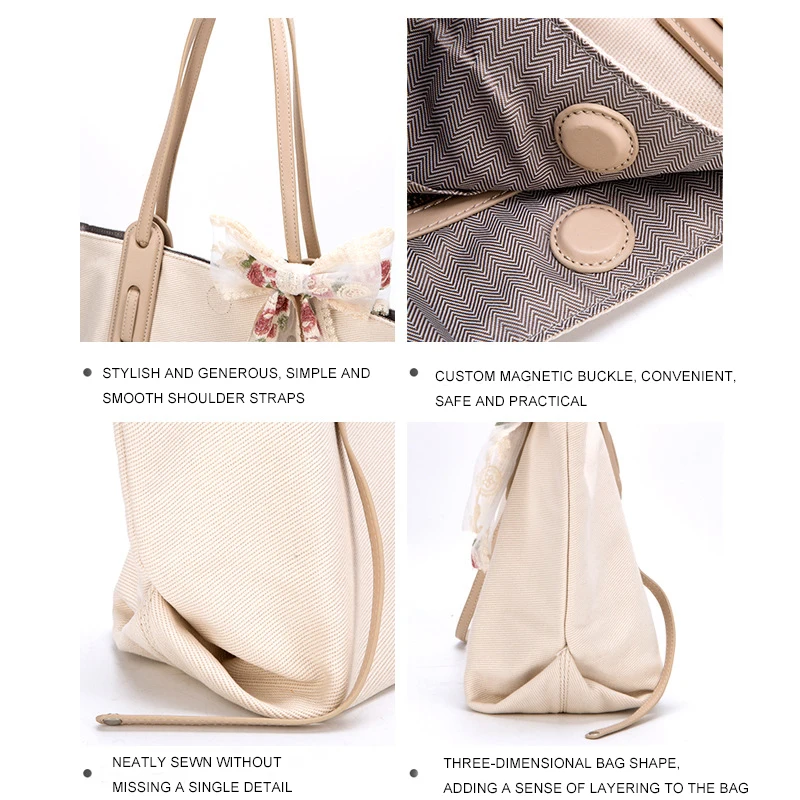 Bag Women 2022 New Trendy Simple Child-Mother Commuter Tote Bag All-match Bow Large-Capacity Portable Shoulder Girls Bag