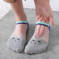 5pairs women socks kawaii summer cat socks no show socks soft silk thin transparent ankle socks breathable solid invisible socks