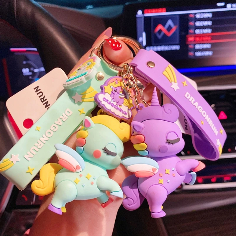 

Cute Cartoon Unicorn Bus ID Card Badge Holder Lanyard Keychain Ornaments Accessories Creative Horse Gifts For Women Bag Pendant