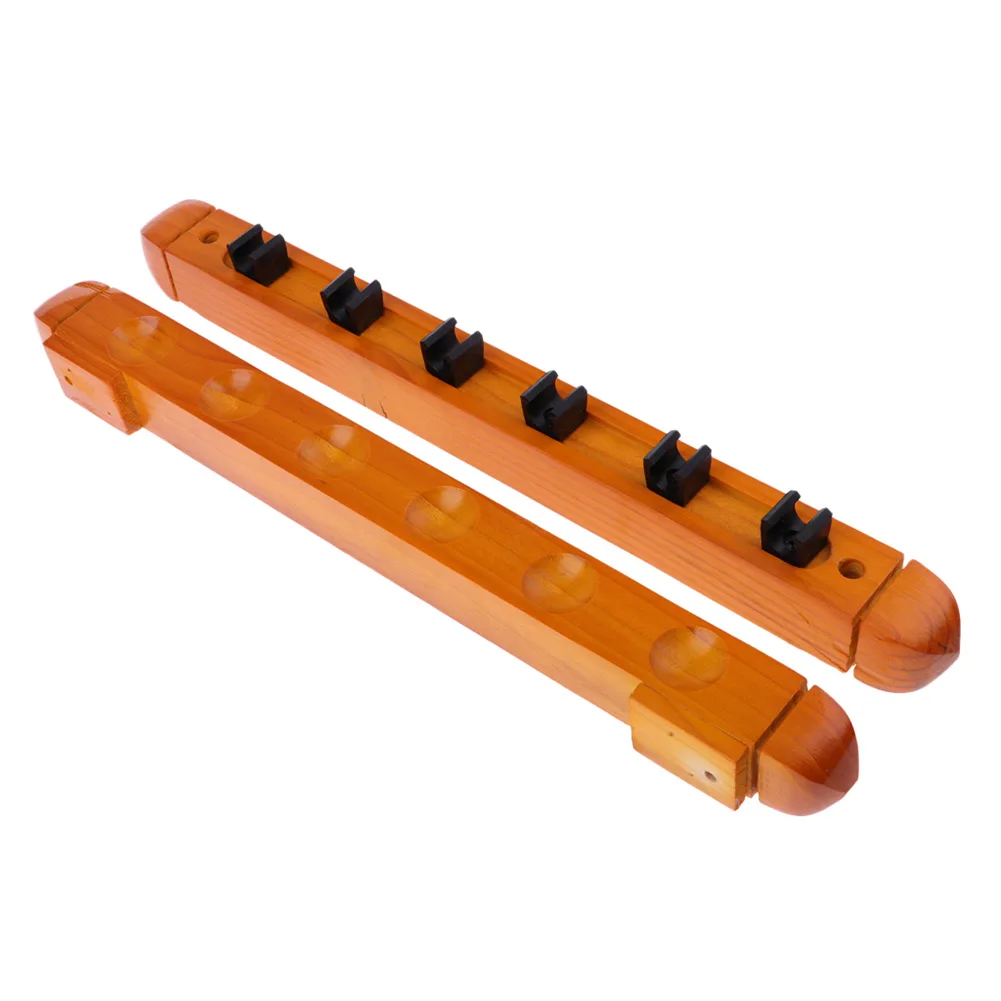 

Durable Cue Rack Cue Holder Wooden 40x10x4cm 6 Pieces Accessories Billiard Clubs Easy To Install For Billiard Games