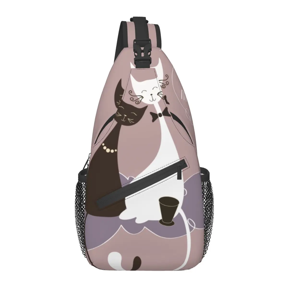 

Men Shoulder Bag Two Cats In Love Crossbody Bag for Women Anti Theft Chest Bag Short Trip Messenger Bag