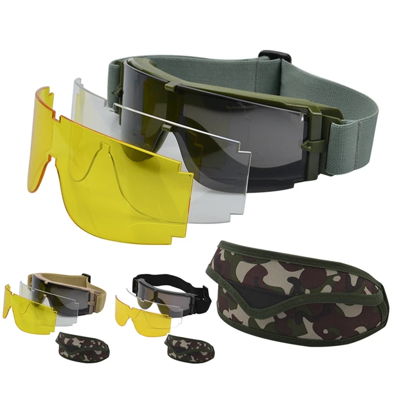 Gafas tácticas de Airsoft, gafas militares antiniebla, gafas de seguridad para tiro balística, caza con caja de gafas de camuflaje