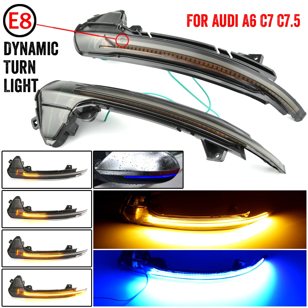 

Dynamic Turn Signal LED Side Wing Rearview Mirror Indicator Blinker Repeater Light For Audi A6 C7 C7.5 RS6 S6 4G 2012-2018