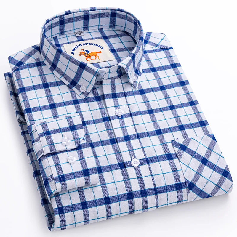 Рубашка мужская с длинным рукавом 100% хлопок в клетку