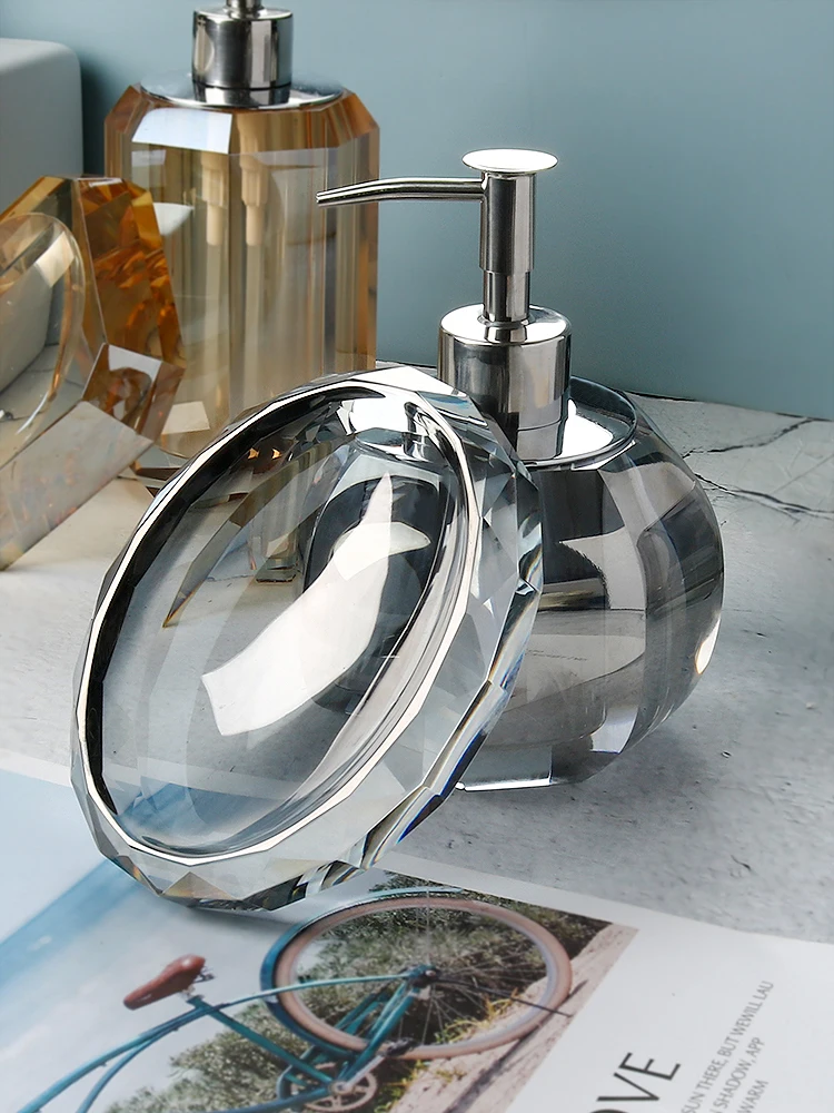 

Стеклянная мыльница, прозрачная Хрустальная бутылка для лосьона, Женская бутылка, аксессуары для хранения ванной комнаты, органайзер для мыла