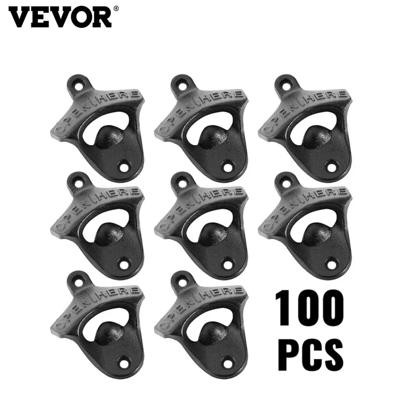 

VEVOR 100 PCS Beer Bottle Opener Cast Iron Wall Mount Cider Pourer Simple Opening for Soda Home Bars Pub Kitchen Commercial Use