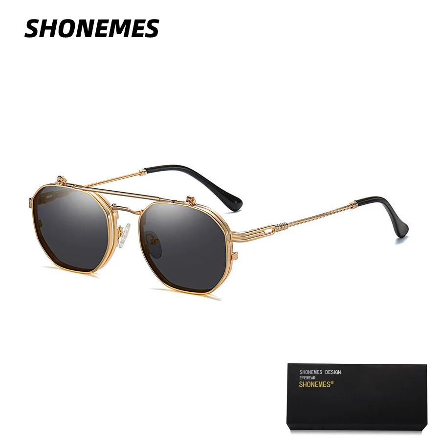 Мужские и женские очки в стиле стимпанк SHONEMES солнцезащитные с откидной крышкой