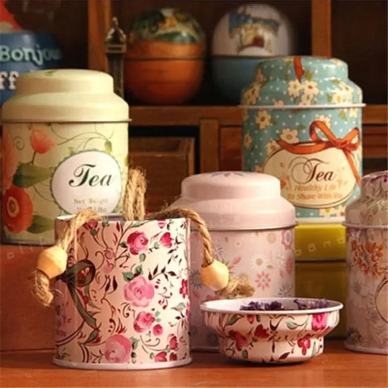 

2022New Small Cylinder Tea Food Storage Toothpick Caddy Tin Canister Boxes