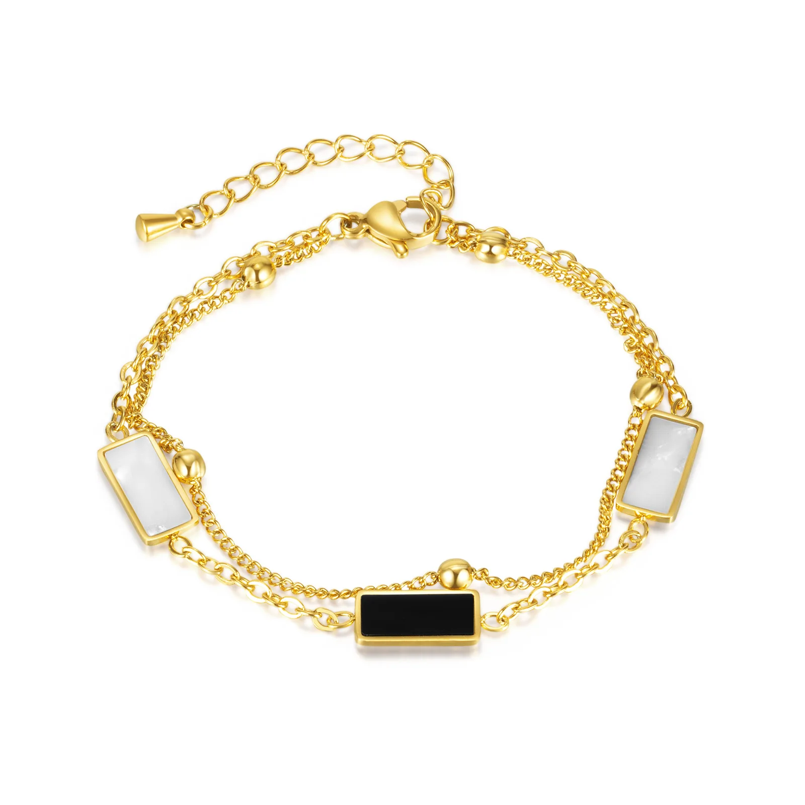 Jewelry Wholesale Stylish Simple and Versatile Stainless Steel Bracelet Double Shell for Women |