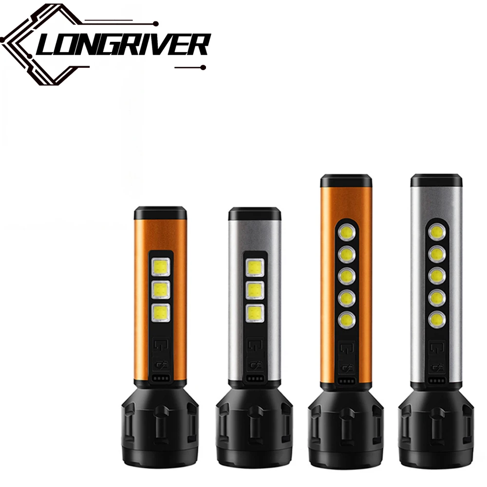 

LED Multi-function Outdoor Portable USB Charging Smart Electric Display COB Flashlight Waterproof Long-range Fishing Flashlight