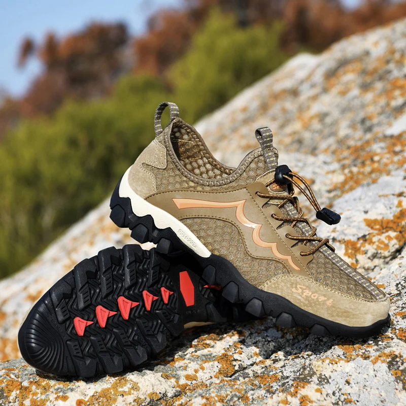 SENAGE New Mesh Breathable Hiking Shoes Men Sneakers Summer Outdoor Mountain Climbing Sport Shoes Non-slip Trekking Sneakers