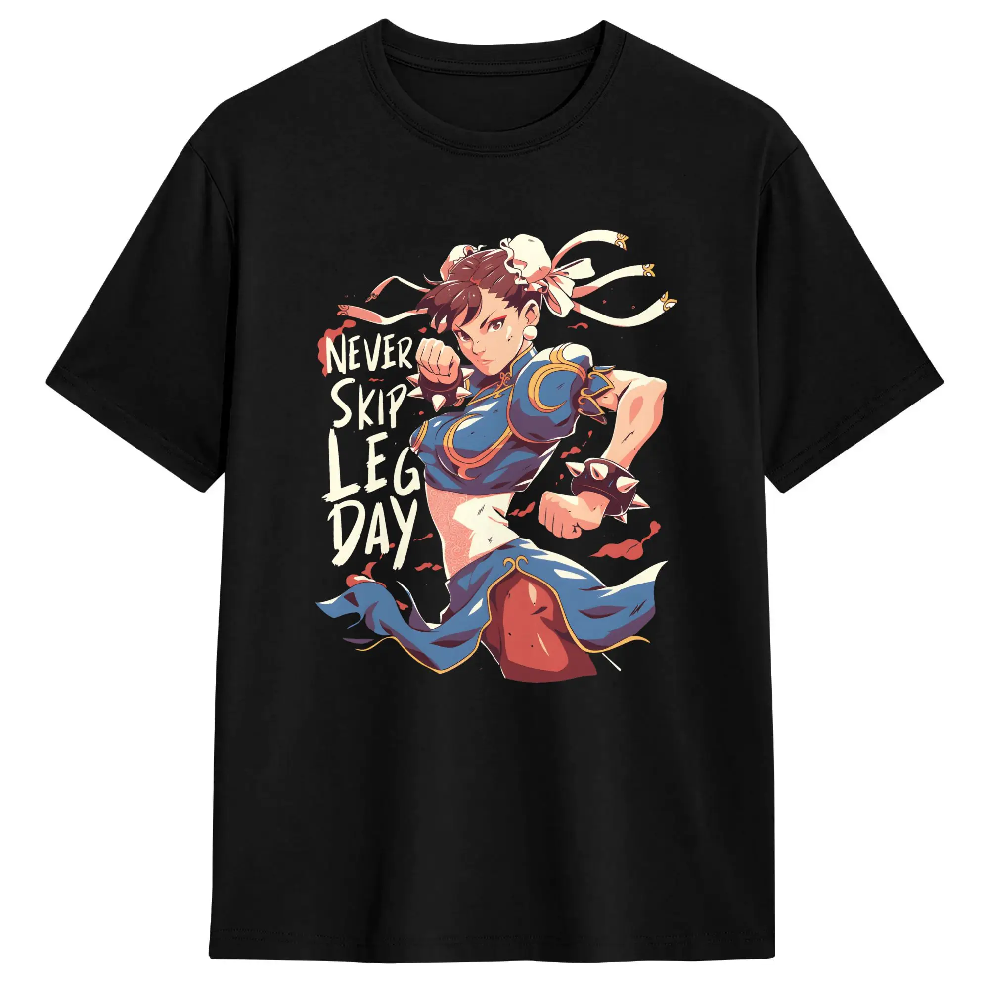 Фото Футболка Chun Li для мужчин, модная мужская футболка из чистого хлопка, футболка с круглым воротником, футболка с короткими рукавами, топы больших размеров №1