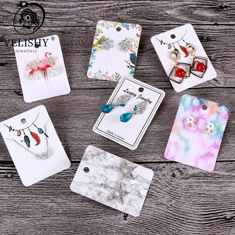 

Fashion 5x7cm 50pcs/lot Elegant Women Pattern Earring Display Cards Necklace Jewelry Packing Paper Card Tag Holders Custom logo