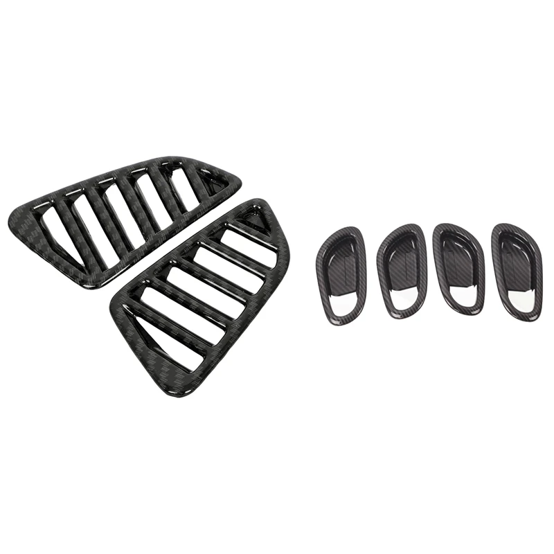 

2 Pcs Car Air Conditioning Outlet Vent Frame Cover Trim Sticker & 4 Pcs Car Door Handle Bowl Protector Frame Cover