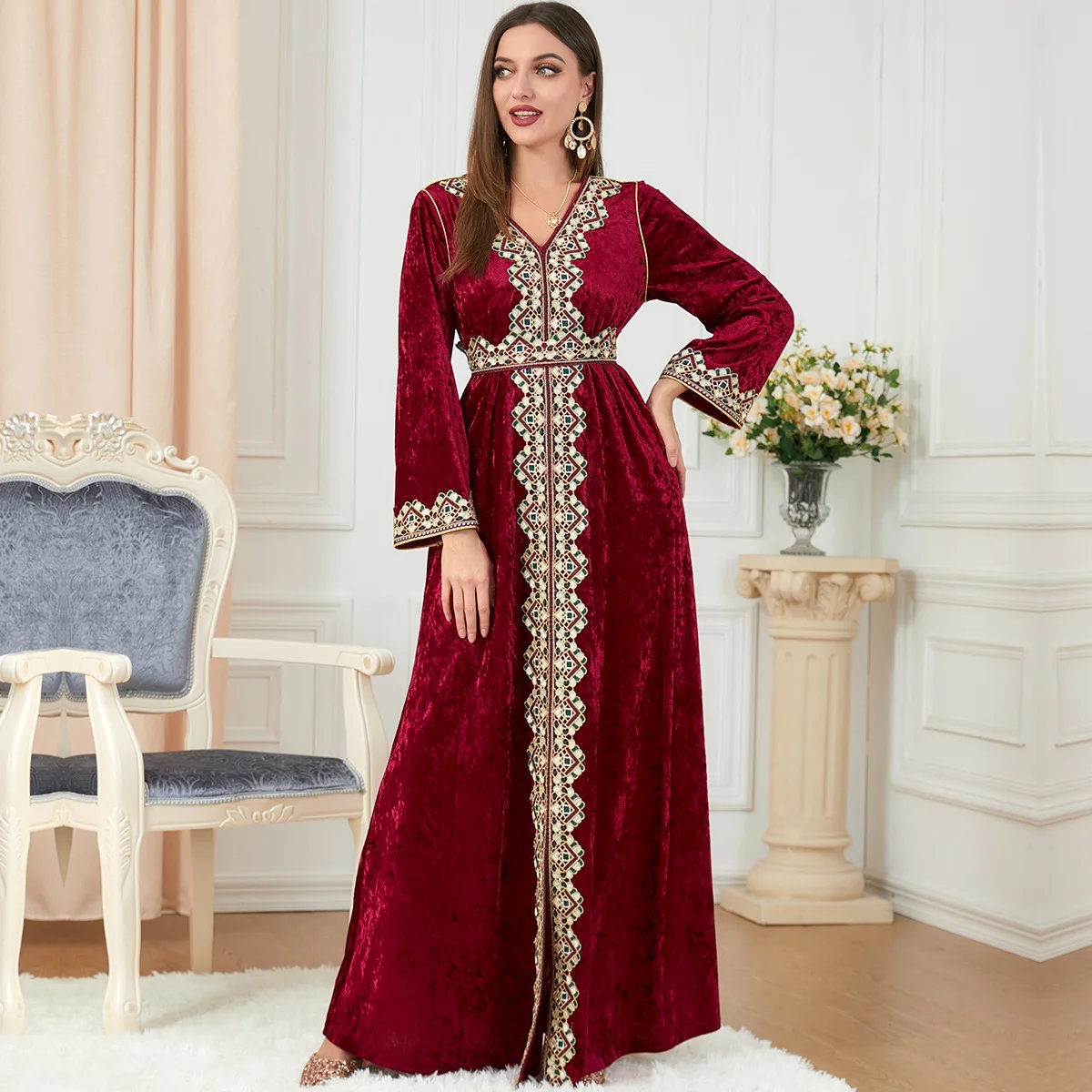 Embroidery Women Abaya Kaftan Dubai Turkey Robe Muslim Fashion Luxury Islam Clothing African Long Dresses Kimono Ramadan Caftan