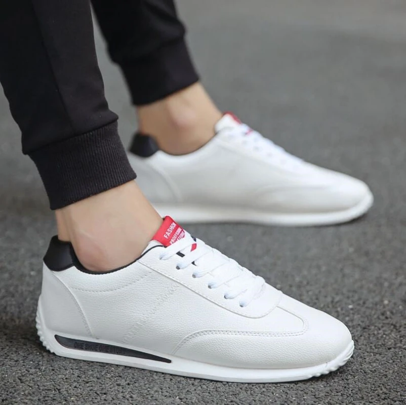 

White Leather Sneakers Boys Sport Vulcanized Shoes Men Comforthable Spring Sneakers Mens Casual Shoes 2023 Fashion School Tennis