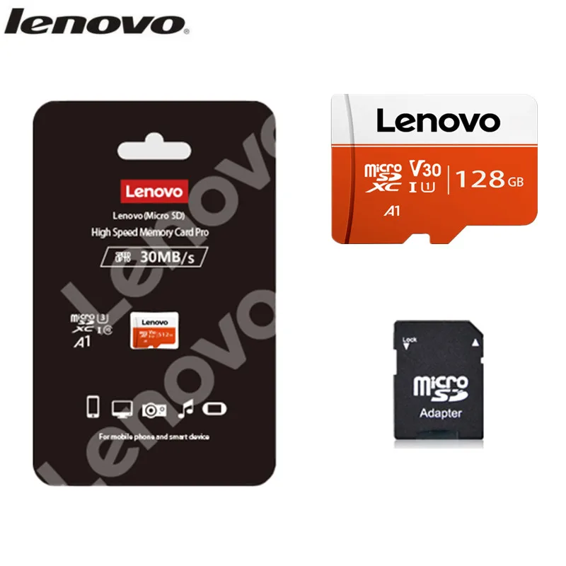 

Новая карта памяти Lenovo 512 ГБ, 256 ГБ, 128 ГБ, карта памяти класса 10, высокоскоростная карта Microsd TF, подарок, бесплатный адаптер