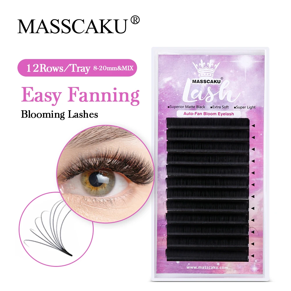 

MASSCAKU Fast Fanning Faux Mink Lash Extensions Automatic Bloom Flowering Easy Fan Volume Fake Self-Making Fans Eyelashe