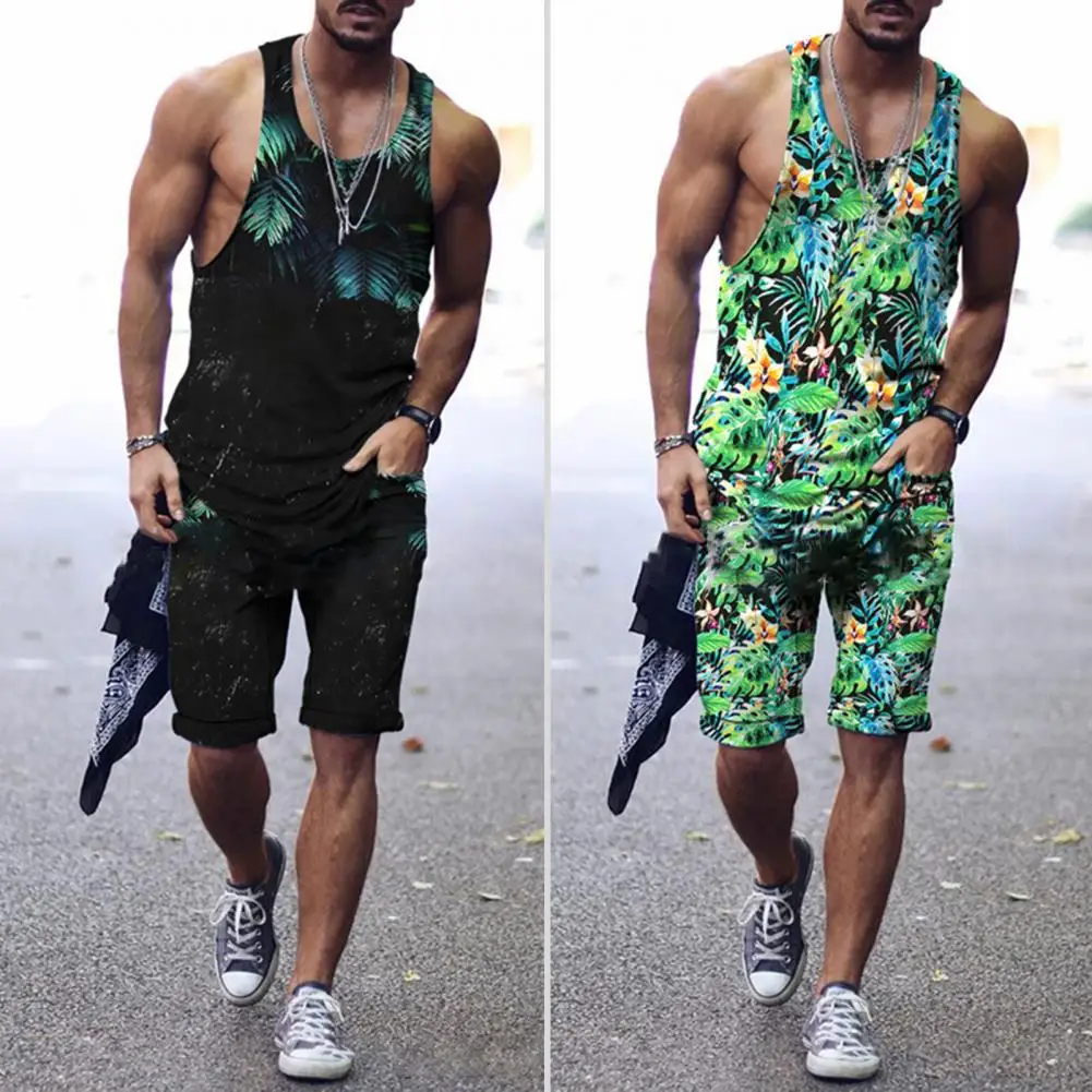 

2022 Fashion Men's Tank Top T-Shirt + Shorts Casual 3D Daily Life Print Outdoor Fitness Mans Vest Jog 2 Piece Suit M-4XL