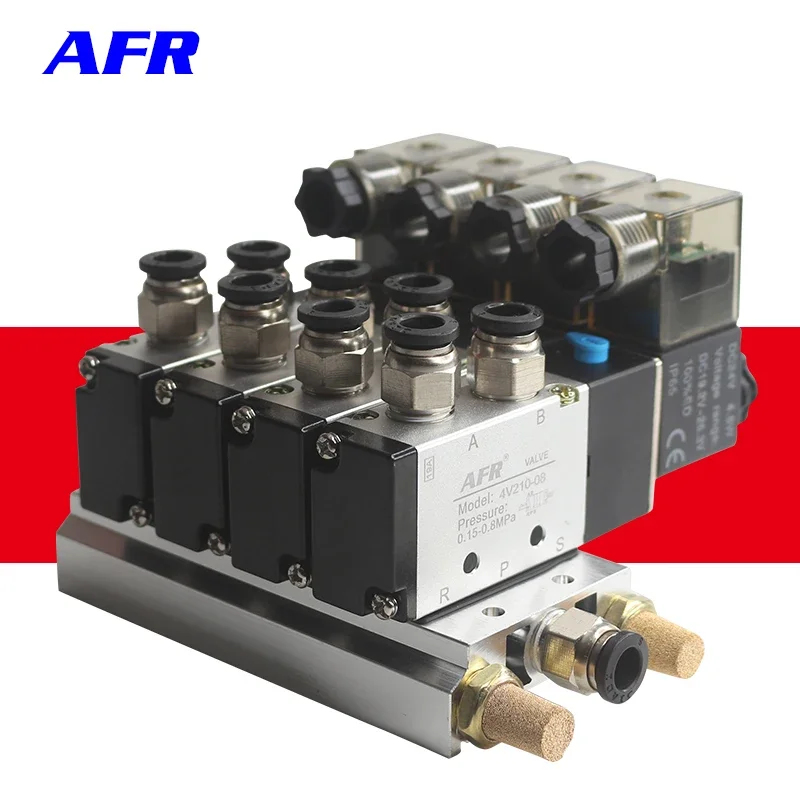 4V310-10 DC24V 12V 2 положения 5-сторонний Четырехместный Соленоидный клапан алюминиевый