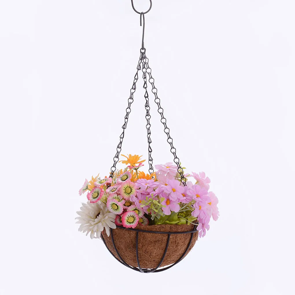 

8/10-inch Hanging Basket Planter Metal Hanging Flower Basket Natural Coconut Coir Liner Wire Flower Holder Porch Pots Hanger