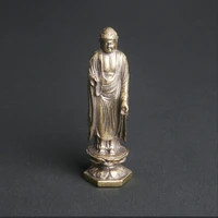 antique brass sakyamuni buddha statue ornament lotus seat standing buddha lord worship god statue crafts