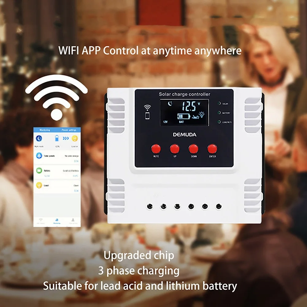 

Solar Controller 12V24V48V30A60A Automatic Identification Solar Controller WIFI Mobile APP View Photovoltaic Controller