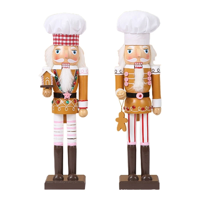 

Chef Nutcracker Wooden Christmas Ornament 15-in Wood Figurine Nutcrackers Collection Decorations Back Lever Control