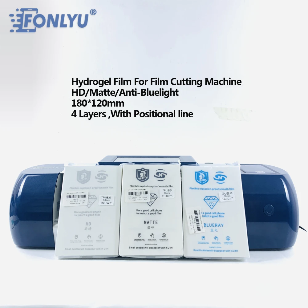 FONLYU-Película de hidrogel Universal para máquina de corte de cuchillas, Protector de pantalla de TPU HD/mate/Anti rayos azules/UV/antideslumbrante