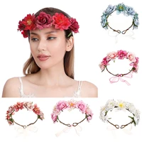 women wedding floral headband charm flower tiara party brid garland princess wreath girls crown headdress hair accessories gifts