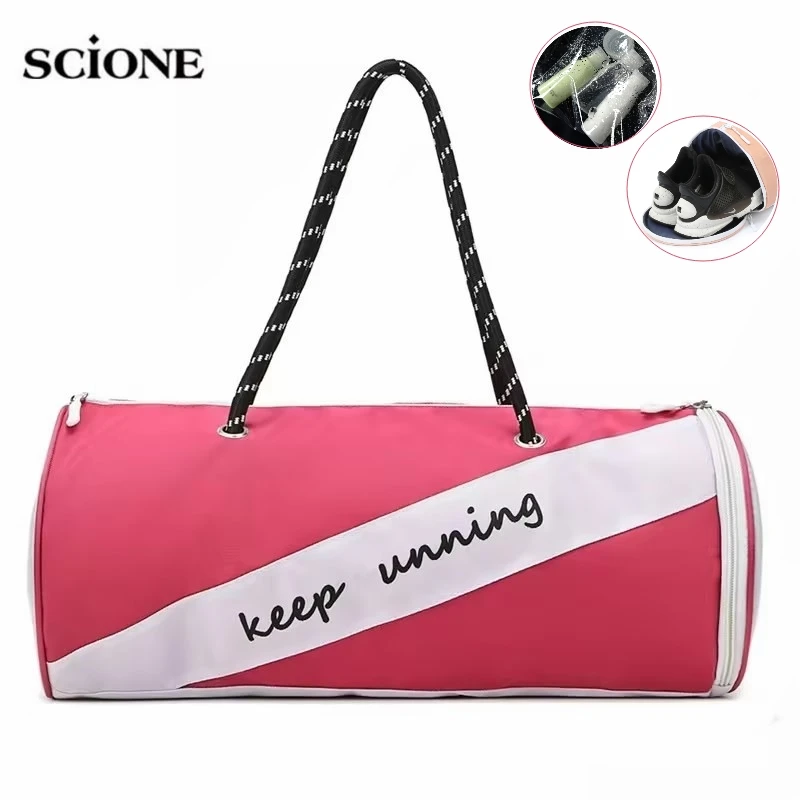 

Women's Sports Gym Bucket Bag Fitness Yoga Dry Wet Handbag Swimming Shoes Pack Female Travel Shoulder Crossbody Single Bags