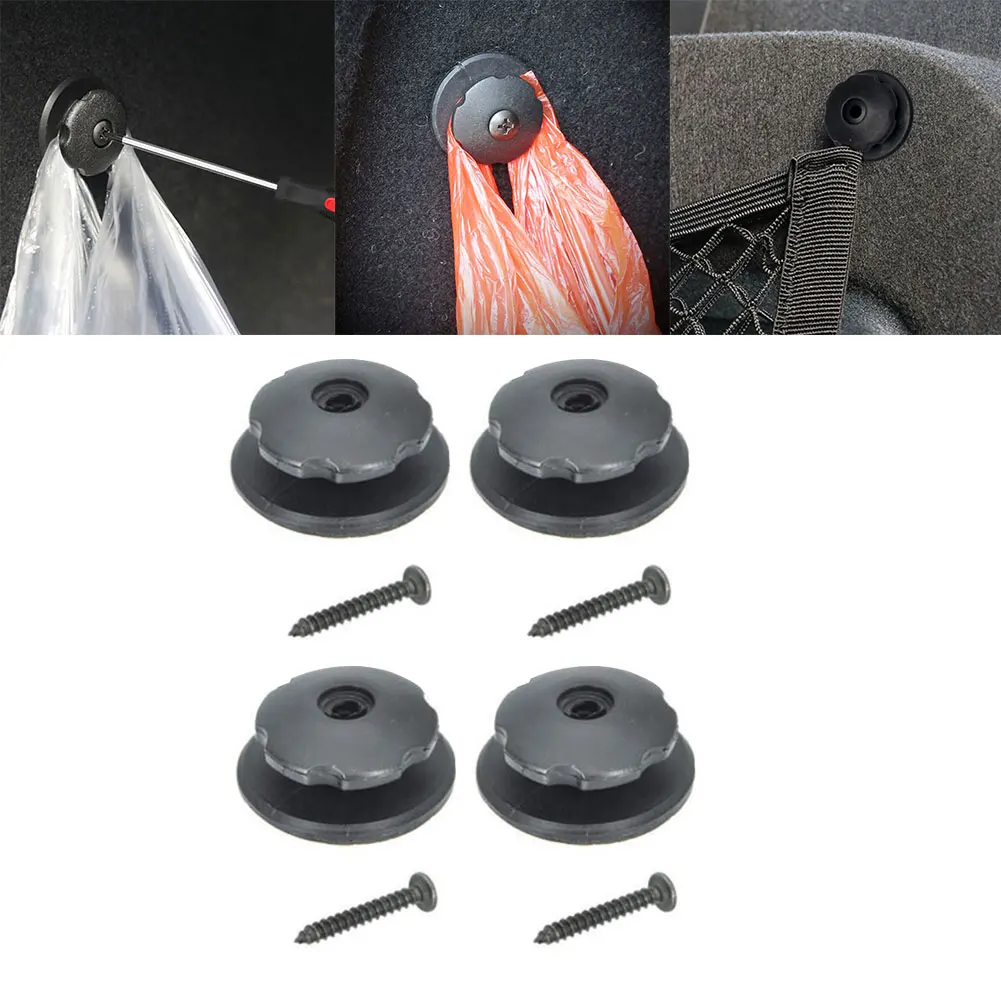 

4pcs Black Plastic Vehicle Car Trunk Hook Cargo Net Mount Set Storage Organizer Car Accessories Direct Replacement
