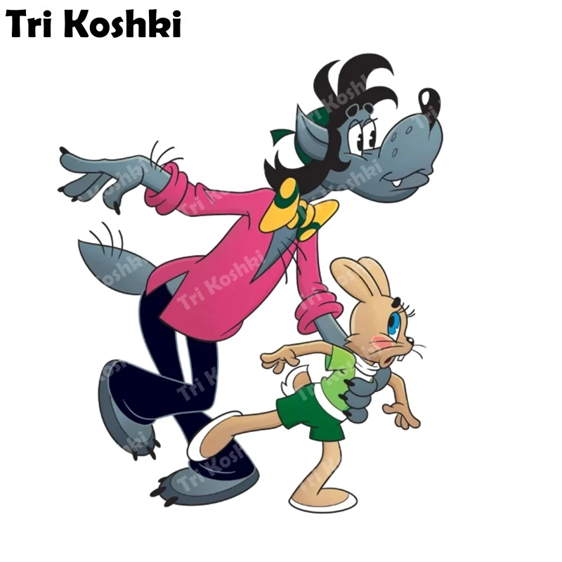 

Наклейки Tri Koshki KCS676 Ну, погоди! с изображением волка и кролика, водонепроницаемые наклейки на автомобиль для стенок бампера