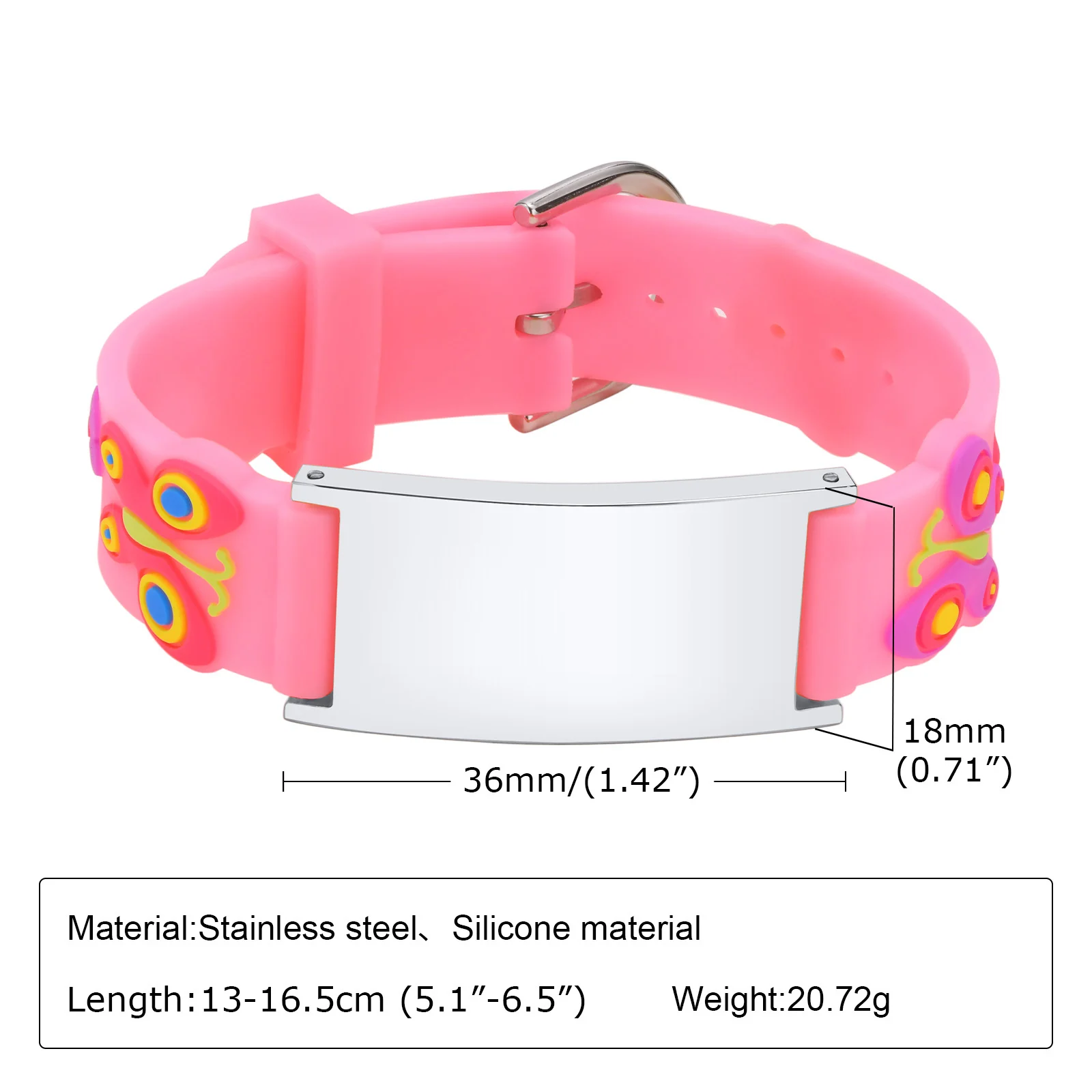 Free Personalized Child ID Bracelet ,Silicone Wristband for Baby Boys Girls Adjustable 5.1inch -6.5inch