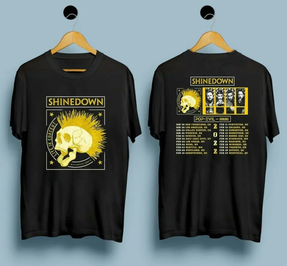 

Shinedown Tour 2022 With Ayron Jones And Pop Evil T-Shirt S-3XL Cotton