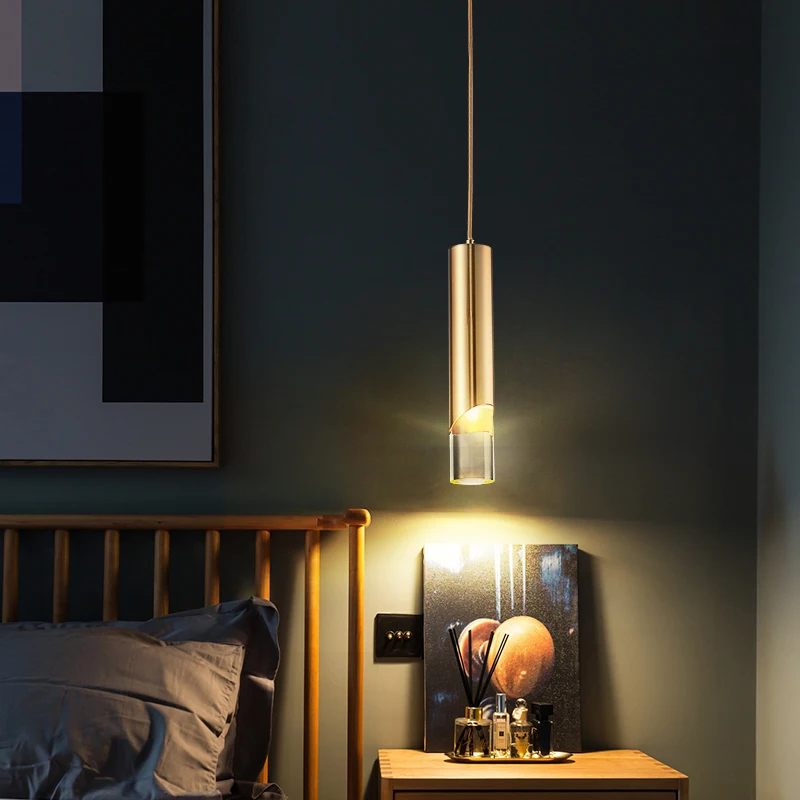 

7W Bedroom Bedside LED Chandelier Long Tube Pendant Lamp Kitchen Island Dining Room Shop Bar Counter Hanging Lamp