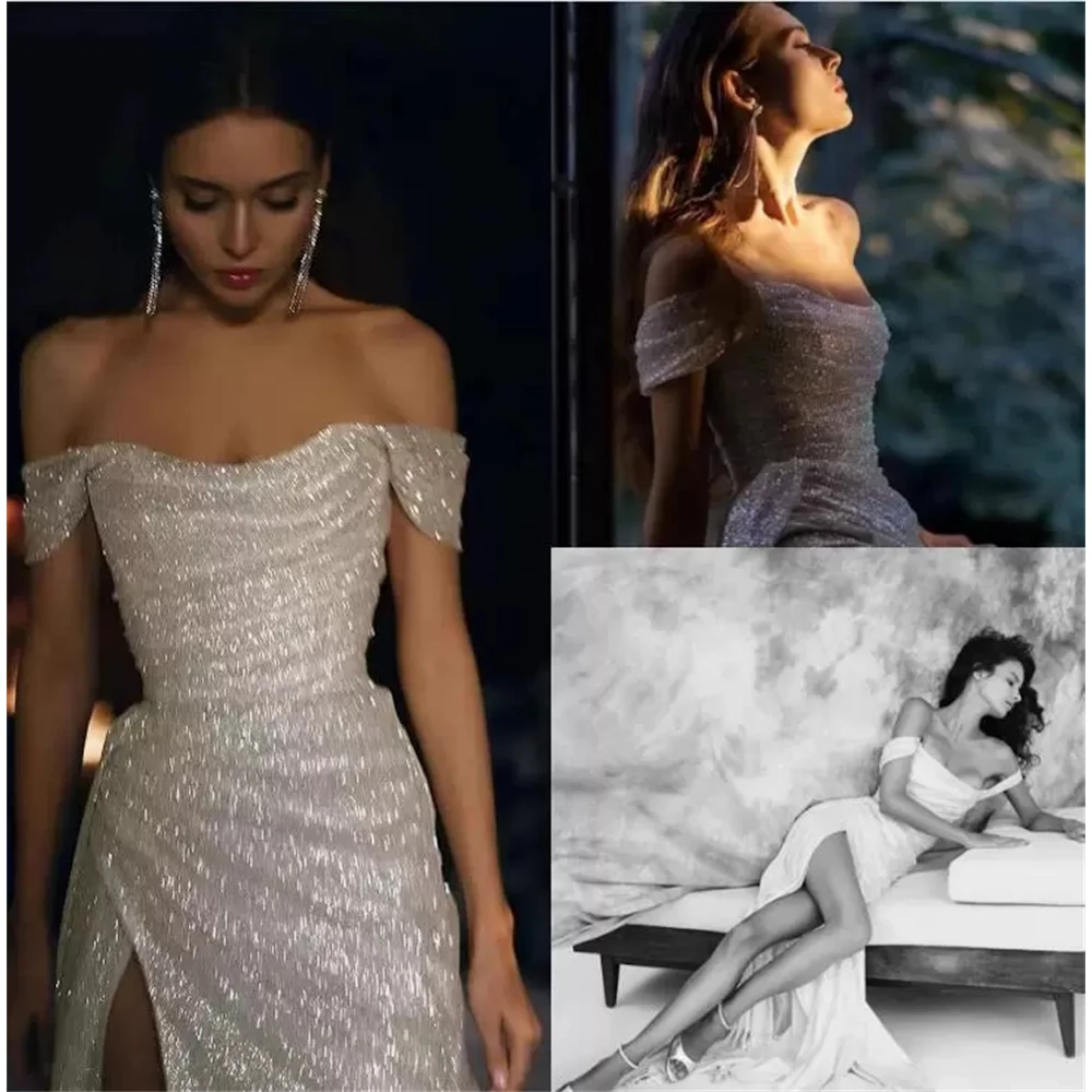 

ONLYCE Off Shoulder High Spit Floor-Length With Cloak New Items Prom Second Reception Robes Charming Mermaid Evening Dresses2023