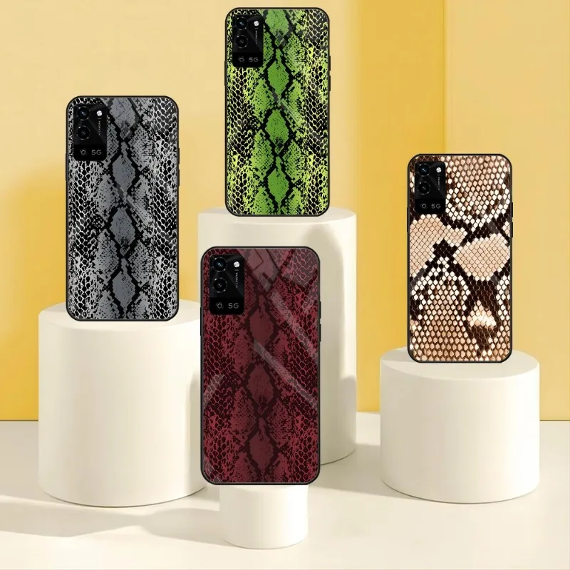 Snake Skin Print Animal Phone Case For Vivo X70 55S 5G 73 Y30 Y 31S IQOO 9 8 7 NEO5 S SE U5 Z3 76S S10 E 12 S9 X60 PRO Glass